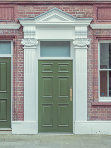 Wooden door on old building