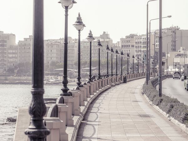 Road by the sea at St Julians bay Malta by Assaf Frank