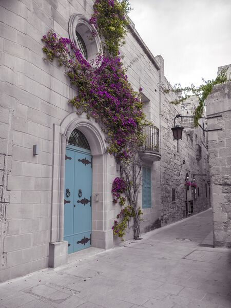 Traditional houses on narrow lanes of Mdina Malta by Assaf Frank