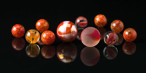Marbles on black Print