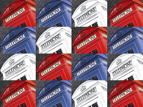 Multi-Coloured Telephone Boxes Print