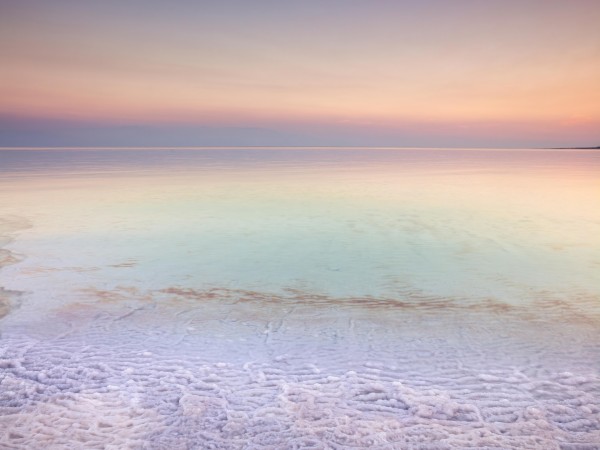 Dead sea shore at dusk, Israel Print