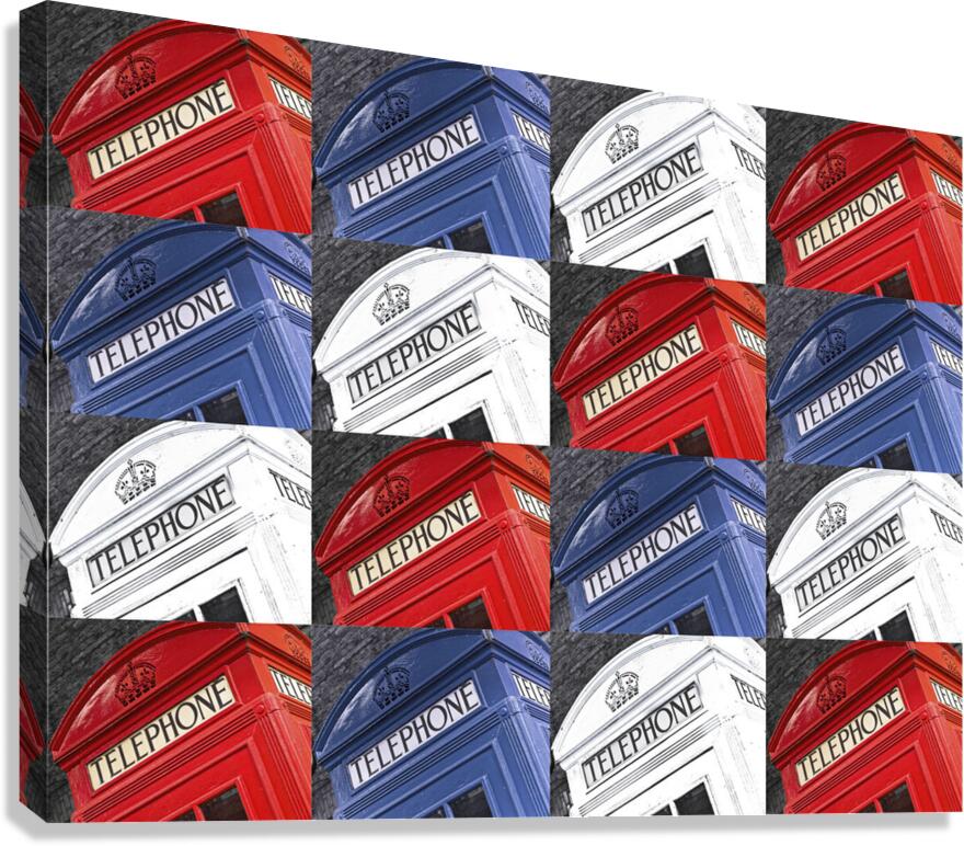 Multi-Coloured Telephone Boxes Canvas Print