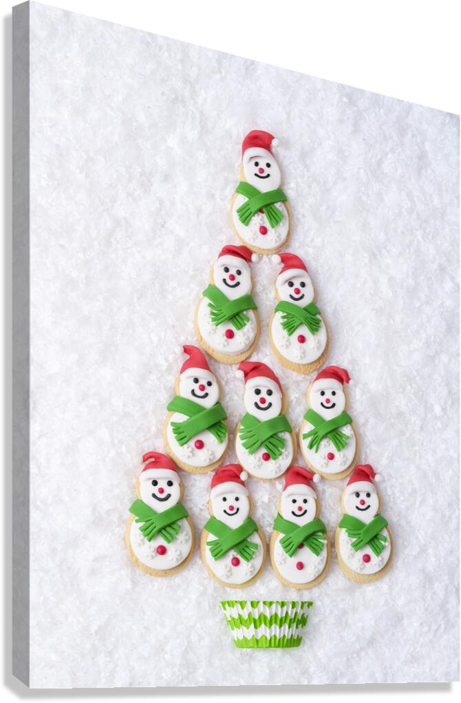 Snowmen Biscuits Canvas Print