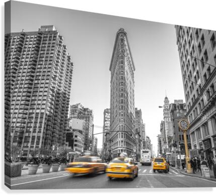 Yellow Taxis,  Flatiron Building, Manhattan, New York Canvas Print