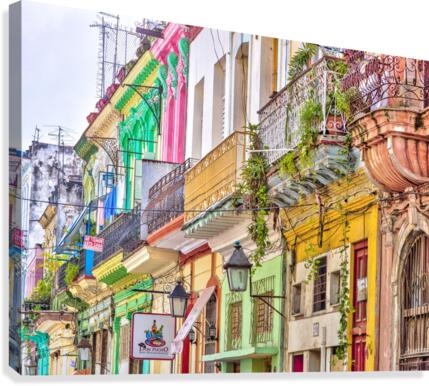 Colorful houses in Havana city, Cuba  Canvas Print