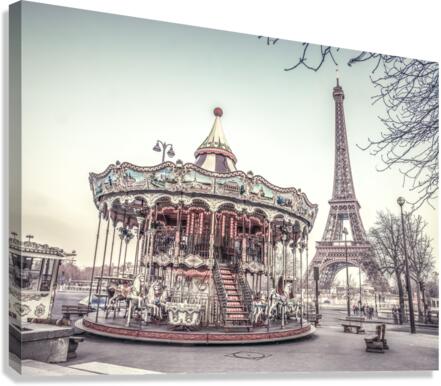 Carousel and Eiffel Tower Canvas Print