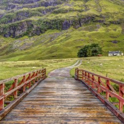 Wooden bridge at Glen Coe valley