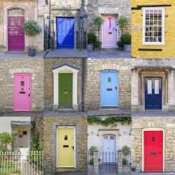 Collage of old doors, Cotswold, UK