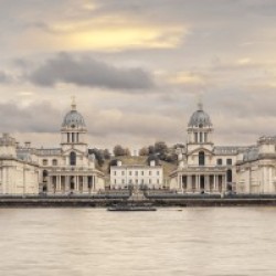 Royal Naval College at Greenwich with a view from the River Thames