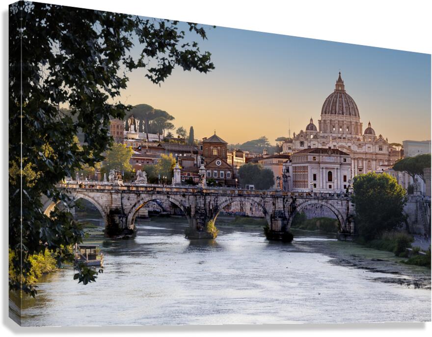 Rome ST Peters Basilica Night Sunset Canvas Print