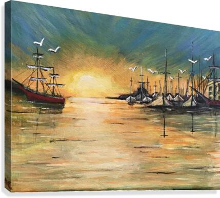 sun set harbor Canvas Print