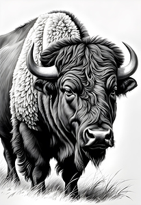 The rough sketched american buffalo