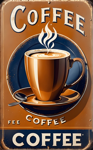 Vintage Coffee Tin Sign by Sen Tinel