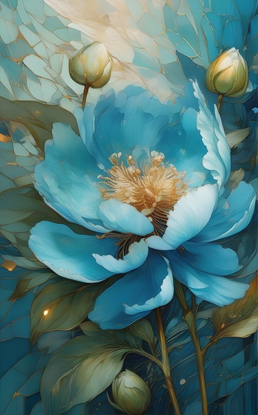 Blue peony magic Print
