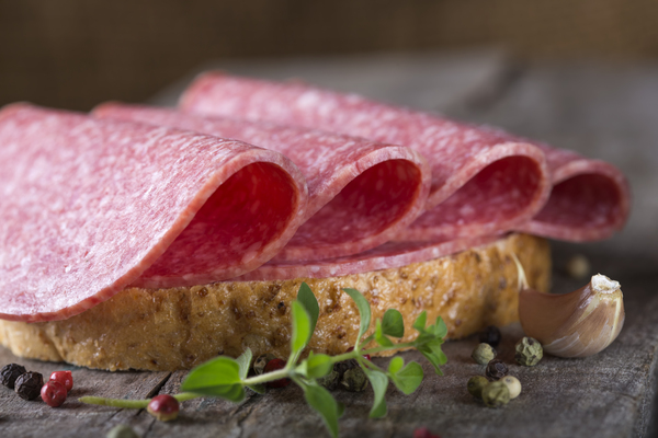 Open sandwich of salami by Sebastian Radu