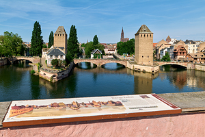 View of covered bridges from Barrage Vauban in Strasbourg