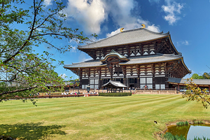 Visit to Todai ji temple in Nara Japan with green landscape