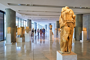 Visitors explore the Acropolis Museum in Athens Greece during th