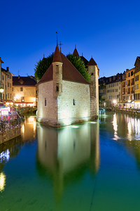 Palais de lIsle and Thiou river in Annecy during sunset