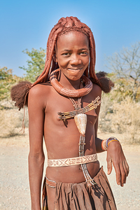 Portrait of a Himba woman in Kunene region of Namibia