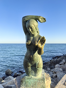 Sitges Catalunya Spain. Sculpture of the Queen of the Seas by Pedro Jimenez Corona on Mazatlans Malecon