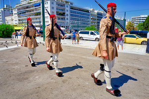 Changing of the guard at Syntagma square in Athens Greece
