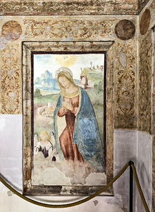 Fresco of the Virgin Mary with an angel in Santa Maria alla Font