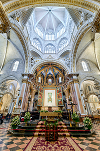 Valencia Cathedral features interior design and altar in Spain