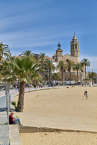 Sitges Catalunya Spain. Panorama view from the beach