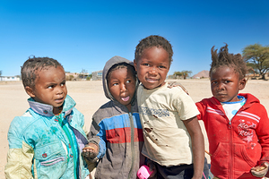 Group of children in Damaraland Namibia on a sunny day