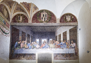 Milan Italy. The Last Supper by Leonardo da Vinci in Santa Maria delle Grazie Church
