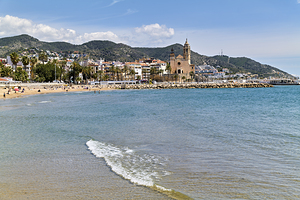 Sitges Catalunya Spain. Panorama view from the beach