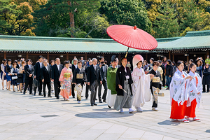 Traditional wedding ceremony at Meiji Jingu Shinto shrine in Tok