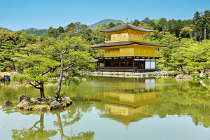 Visit Kinkaku ji Temple in Kyoto Japan during clear weather