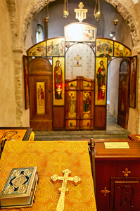 Apulia Puglia Italy. Bari. The Pontifical Basilica of Saint Nicholas. The holy bible