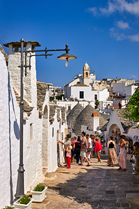 Apulia Puglia Italy. Alberobello. Trulli: traditional Apulian dry stone huts with a conical roof.