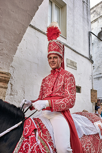 Apulia Puglia Italy. Ostuni. Festival of Saint Orontius. The cavalcata a procession of horses in the streets of the town