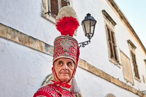 Apulia Puglia Italy. Ostuni. Festival of Saint Orontius. The cavalcata a procession of horses in the streets of the town