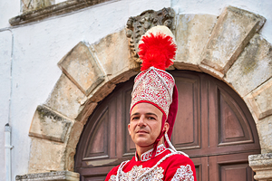 Apulia Puglia Italy. Ostuni. Festival of Saint Orontius. The cavalcata a procession of horses in the streets of the town