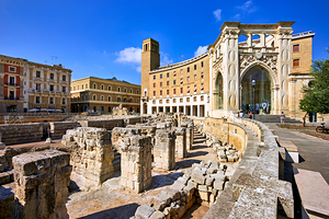 Apulia Puglia Salento Italy. Lecce. The Roman amphitheatre