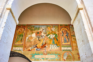 Salento. Apulia Puglia Italy. Galatina. Santa Caterina dAlessandria church. Frescoes in the cloister