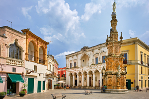 Salento. Apulia Puglia Italy. Nardò. Salandra square. 18th century column