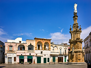 Salento. Apulia Puglia Italy. Nardò. Salandra square. 18th century column