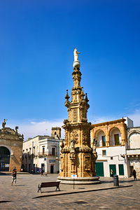 Salento. Apulia Puglia Italy. Nardò. Salandra square. 18th century column