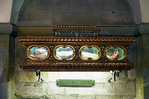 Arezzo Tuscany Italy. The corpse of St. Iginio martyr in the crypt of Santa Maria della Pieve church
