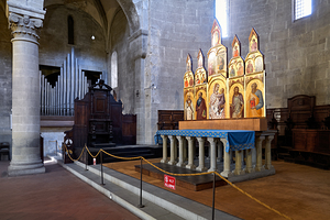 Arezzo Tuscany Italy. The altar of Santa Maria della Pieve church