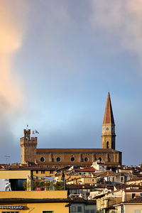 Arezzo Tuscany Italy. The Cathedral Cattedrale dei Santi Pietro e Donato and Palazzo dei Priori