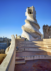 Barcelona. Catalonia. Spain. Casa Mila popularly known as La Pedrera meaning the The Quarry by Gaudi
