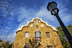 Barcelona. Catalonia. Spain. Gable of the Fairytale House Park Güell